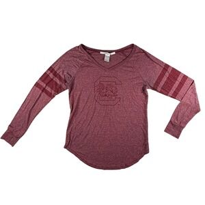 chicka-d USC South Carolina Gamecocks Shirt Womens L Maroon Long Sleeve V-Neck